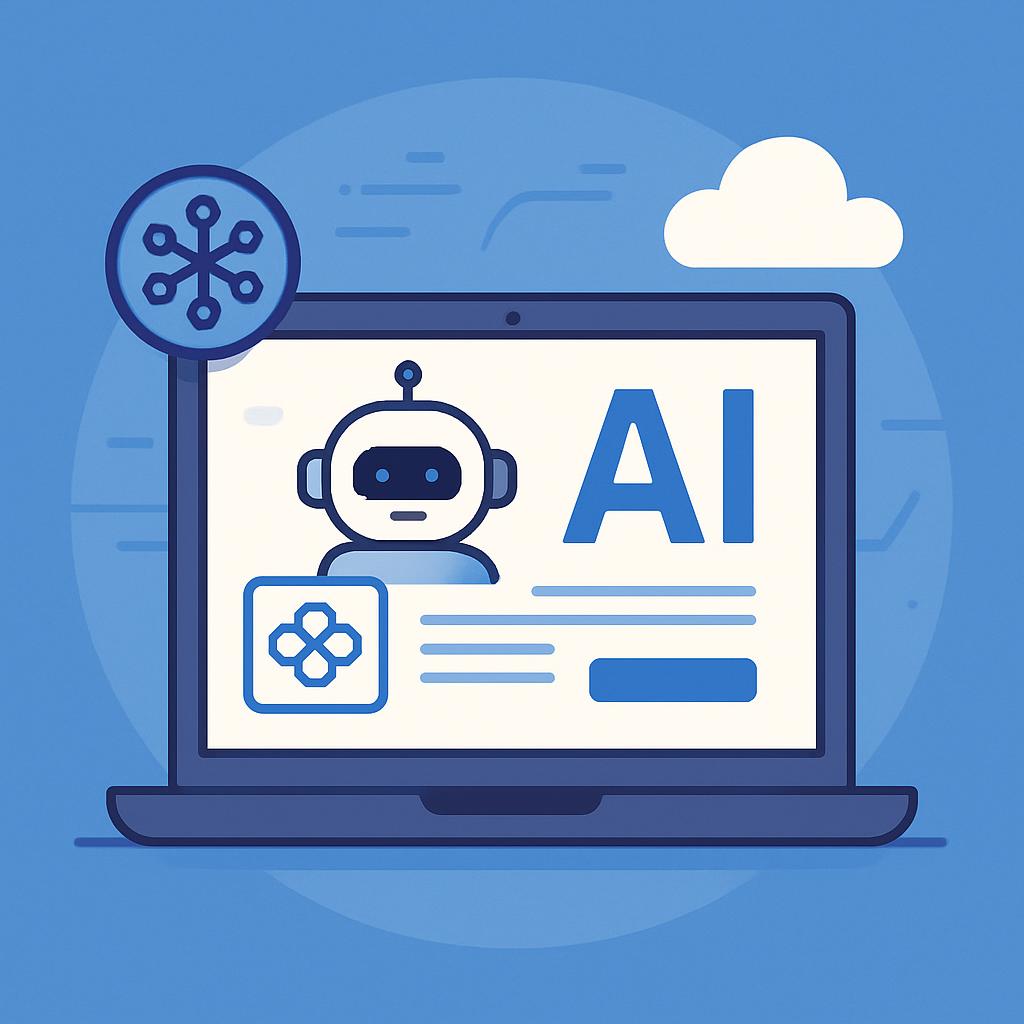 Artificial Intelligence on a Laptop Computer, AI Graphic.